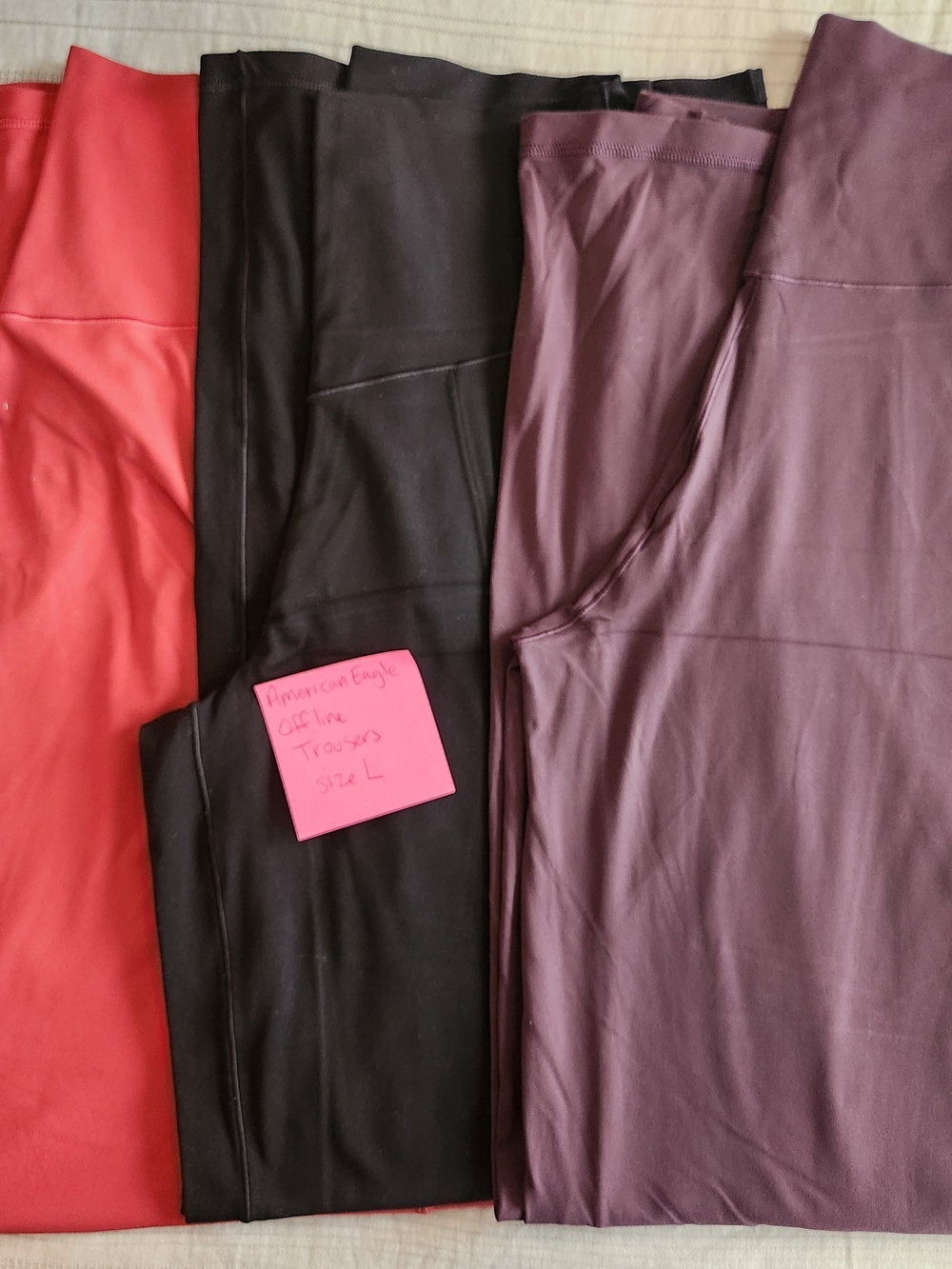 American Eagle Outfitters Red, Black & Plum High-Rise Leggings Trio